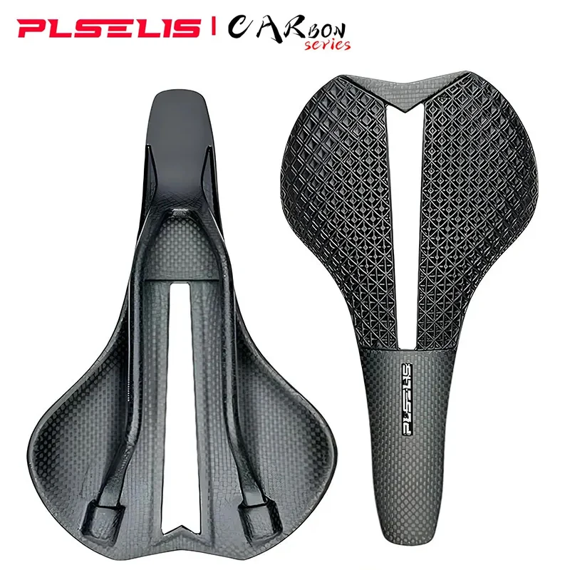 

PLSELIS popular mountain bike carbon fiber 3D printed hollow out ultra lightweight breathable high-strength short nose saddle