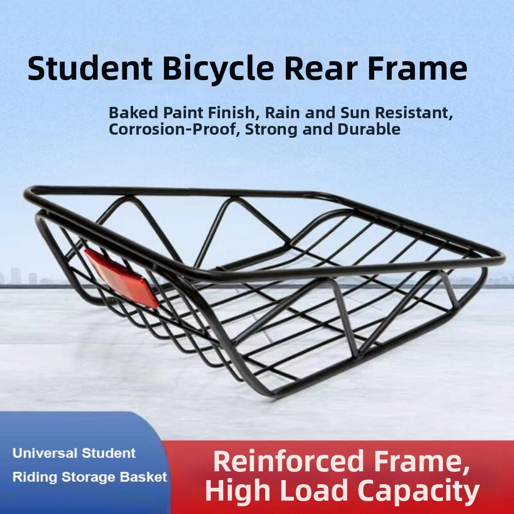 Easy To Install Student Riding Storage Basket Universal Carbon Steel Bicycle Basket Durable Thick Iron Wire