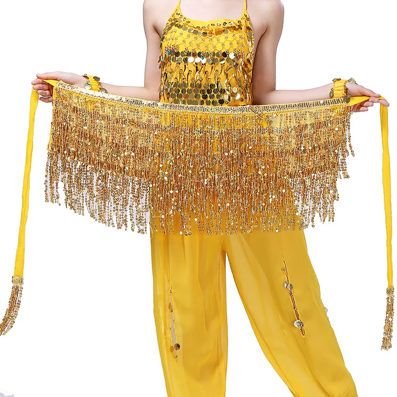 Belly Dance Belt Women Sequin Tassel Boho Fringe Skirt Sexy Hip Scarf Rave Wrap Skirt Stage Show Performance Custume Skirt