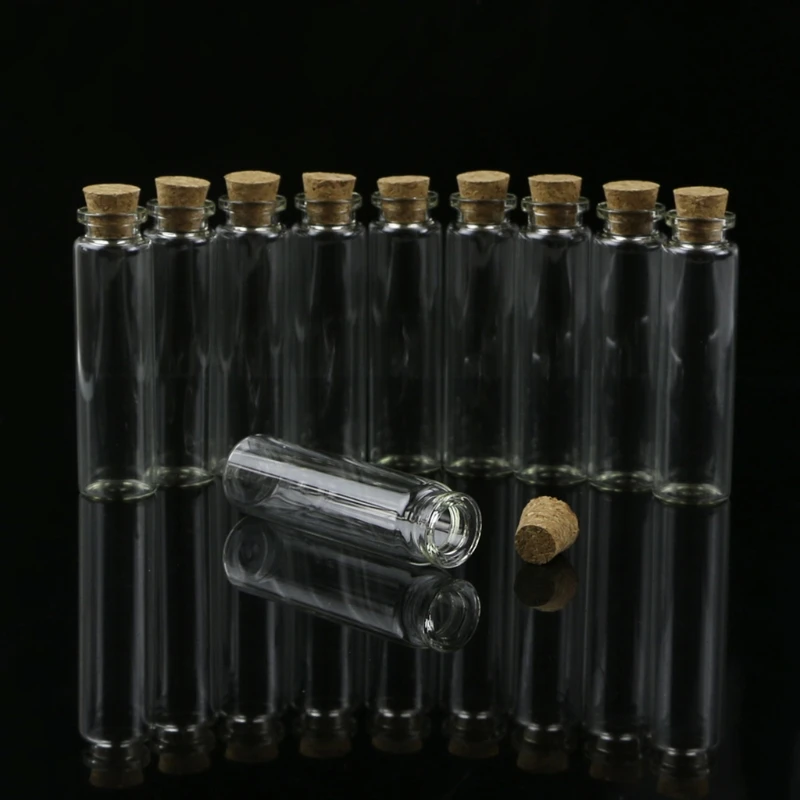 10pcs Mini Glass for Wish Bottle Vial with Cork Stopper Storage Pendant 20mL