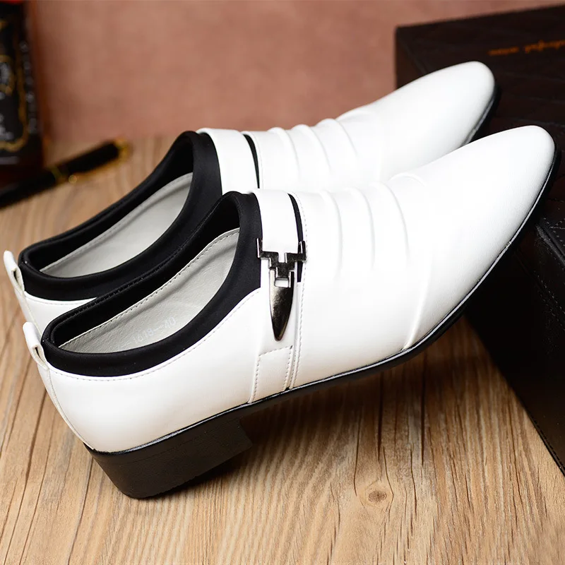 Classic Mens Dress Shoes Slip-on Shoes Man Large Size PU Leather Shoes Pointed Toe Business Casual Men New Zapatos Para Hombres