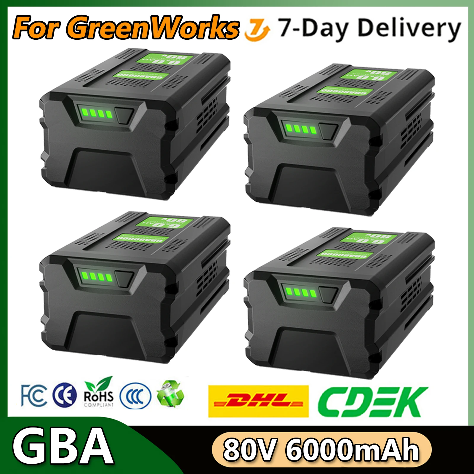 Für Greenworks GBA GBA80600 6000mAh 80V wiederaufladbare Batterie, kompatibel mit GBA80200 Akku-Elektrowerkzeug-Ersatzbatterie