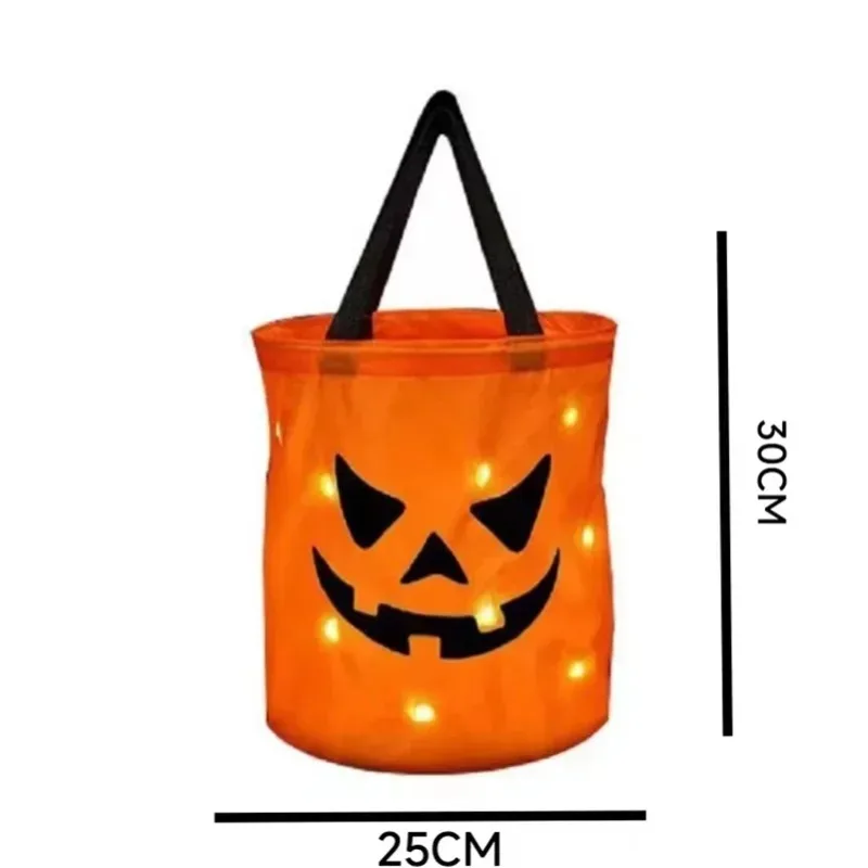 Immagine 7: 1-10PC Cesto di Halloween a forma di zucca con luci LED, borsa porta caramelle per bambini, ideale per feste di Halloween, decorazioni per le vacanze, regalo, secchiello