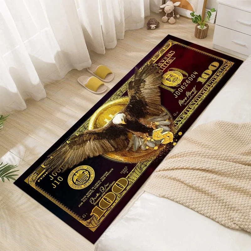 الفاخرة الدولار بيل عداء البساط مهيب النسر الذهب اللون عملة لهجة السجاد المدخل ديكور المضادة للانزلاق امتصاص الماء حصيرة #1