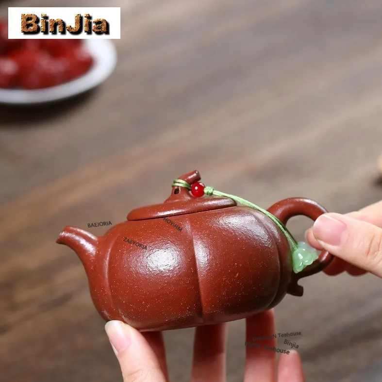 

170ml High-end Yixing Purple Clay Teapots Artists Handmade Pumpkin Pot Raw Ore Downhill Mud Tea Maker Kettle Zisha Tea Set Craft