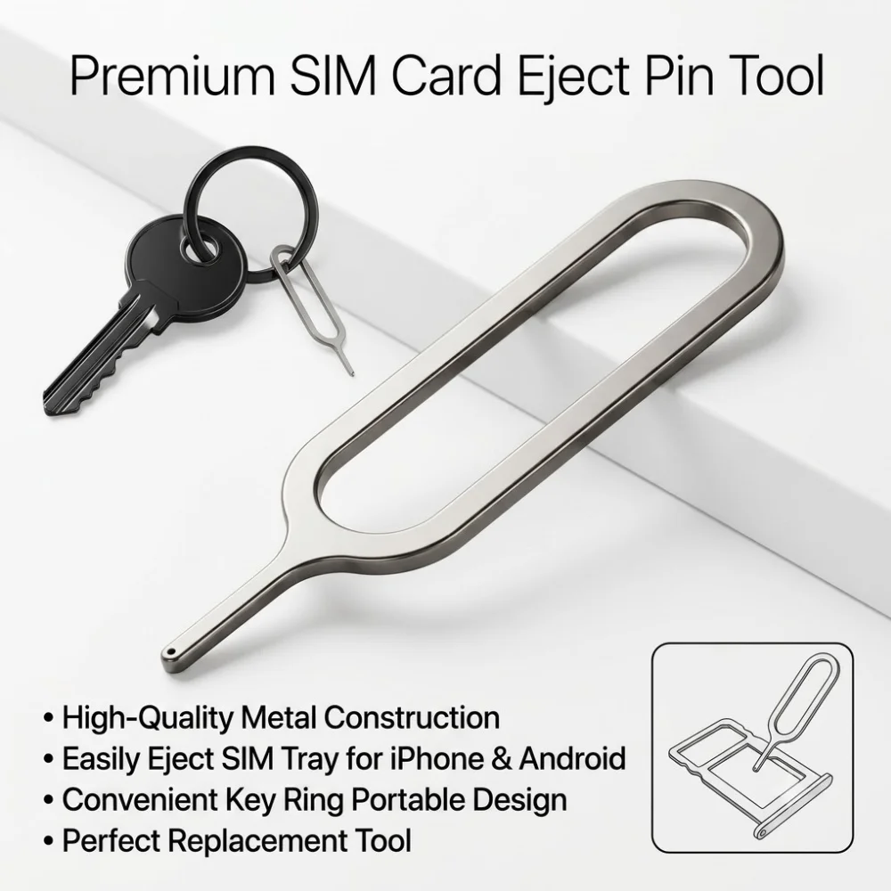 SIM Card Remover Eject Pin Tool Tray Ejector Opener Key Ring Holder Needle Metal Opener Pin for iPhone Smartphone