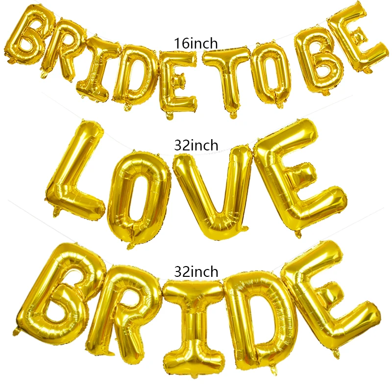 

16/32inch Rose Gold Silver Bride TO BE LOVE Letter Bridal Shower Wedding Supplies Valentines Day Bachelorette Hen Party Balloons