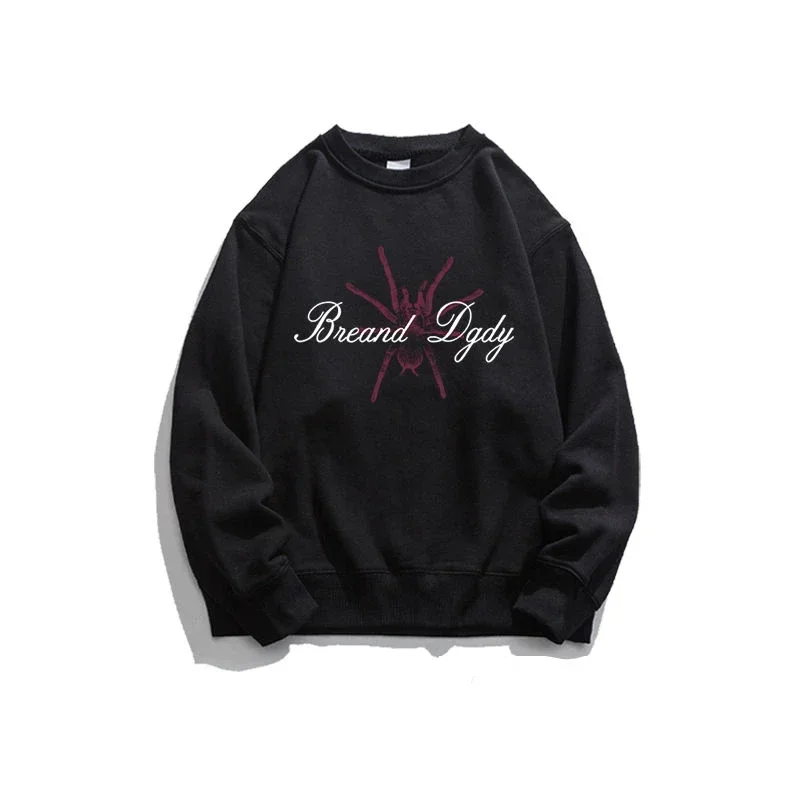 Sweatshirts for Man Aesthetic Pullover Men\'s Clothing Black Print Top Graphic Spider Hoodieless Streetwear Autumn Designer Loose