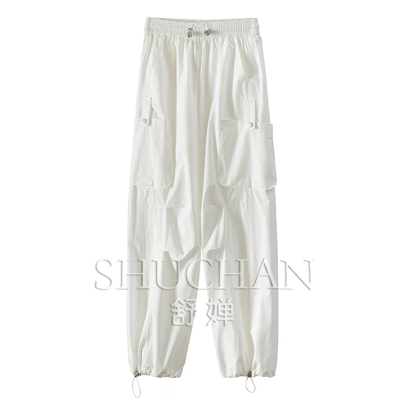 

Cargo Pants 100% Cotton Pockets New 2024 Sweatpants Women Pantalones De Mujer White Pants Women