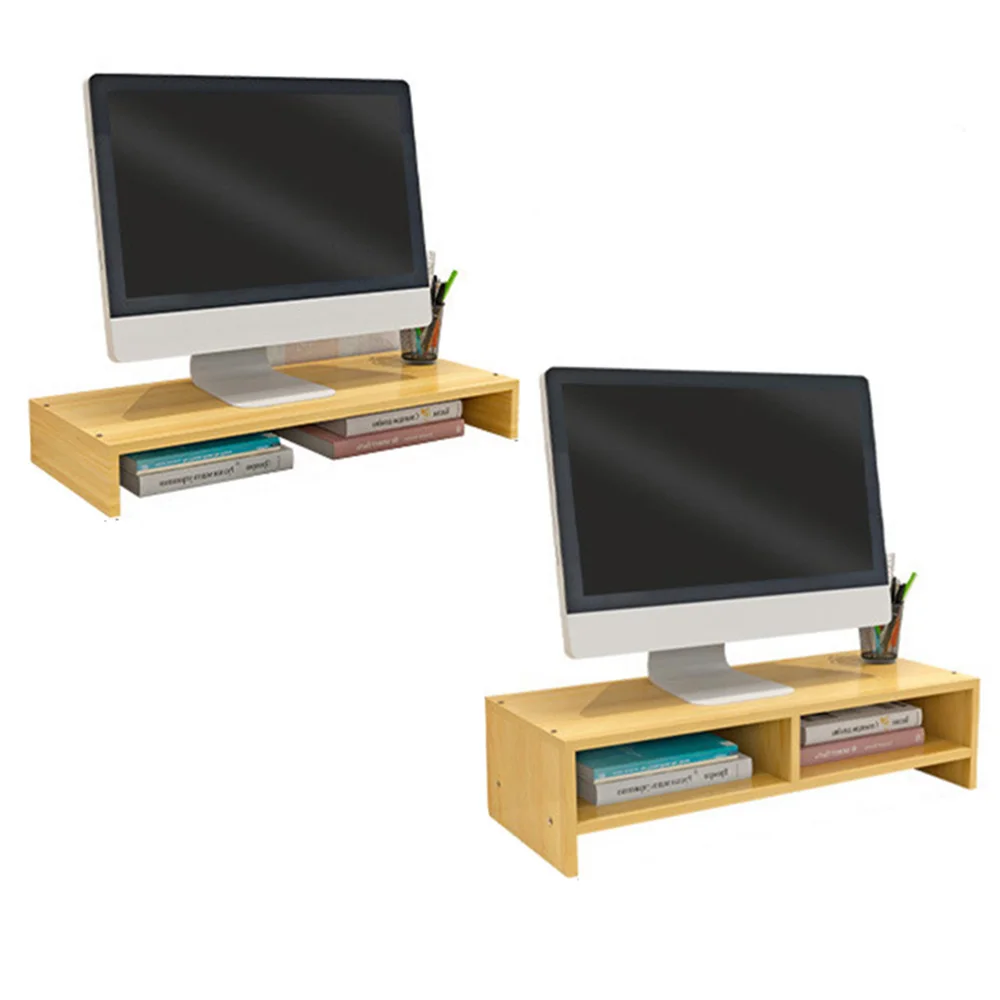 Stable Base Wood Desktop Computer Stand Easy Assemble Eyesight Protection Elevated Computer Holder Protect Cervical Spine