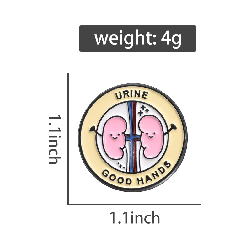 New Medical Enamel Pin Cartoon Cute Kidney Pin Funny Urine Good Hands Brooch Urology Badge Badge Doctor Nurse Gift Accessories