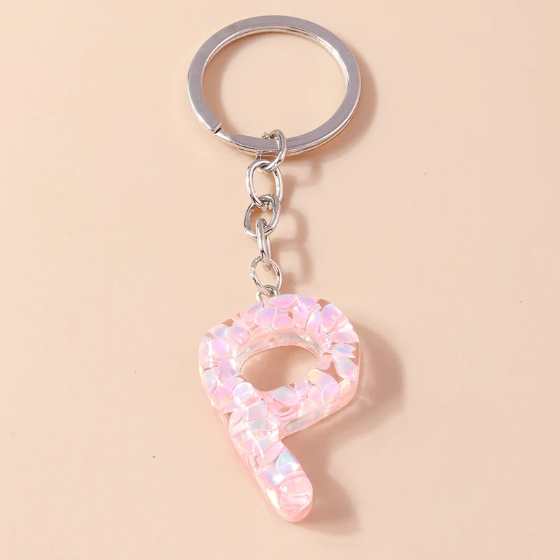Mode Harz 26 Buchstaben A-Z Alphabet Schlüssel anhänger für Auto Schlüssel Souvenir Geschenke für Frauen Männer Handtasche Anhänger Schlüssel ringe DIY Zubehör – Detail 19