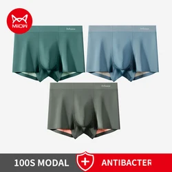 MiiOW 3Pcs Men's Panties 100S Modal Antibacterial Boxers Man Underwear Soft Silky Underpants Male Sexy Breathable Boxer Briefs