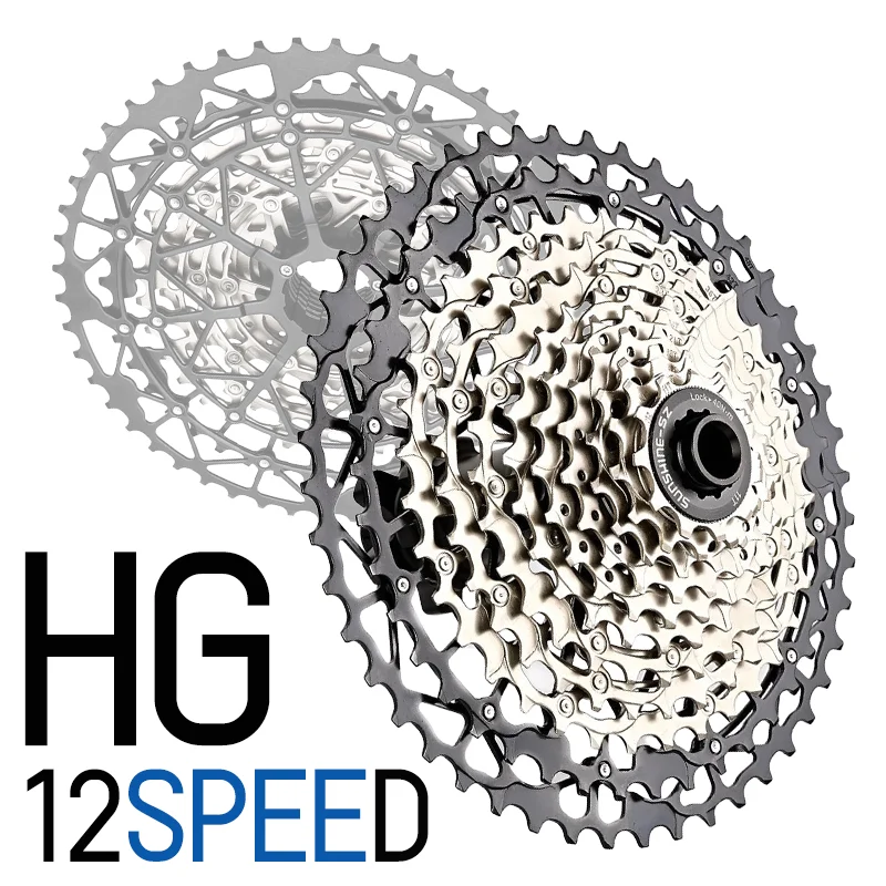 

12-скоростная кассета Sunshine 11 39 40 42t 46t 48 50 52t Звездочка 12 В 12 s Mtb Hg Кассета Маховик Сверхлегкая серебристая большая кассета