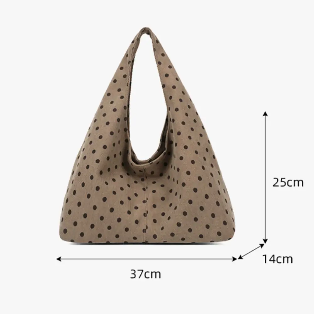 Neue Damenhandtasche mit Polka-Dot-Muster, lässige Umhängetasche aus Cord, große Tragetasche für den täglichen Pendelverkehr – Detail 1