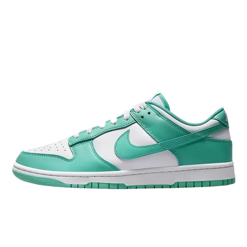 Tênis de skate casual de cano baixo masculino NIKE Dunk Low em branco e verde