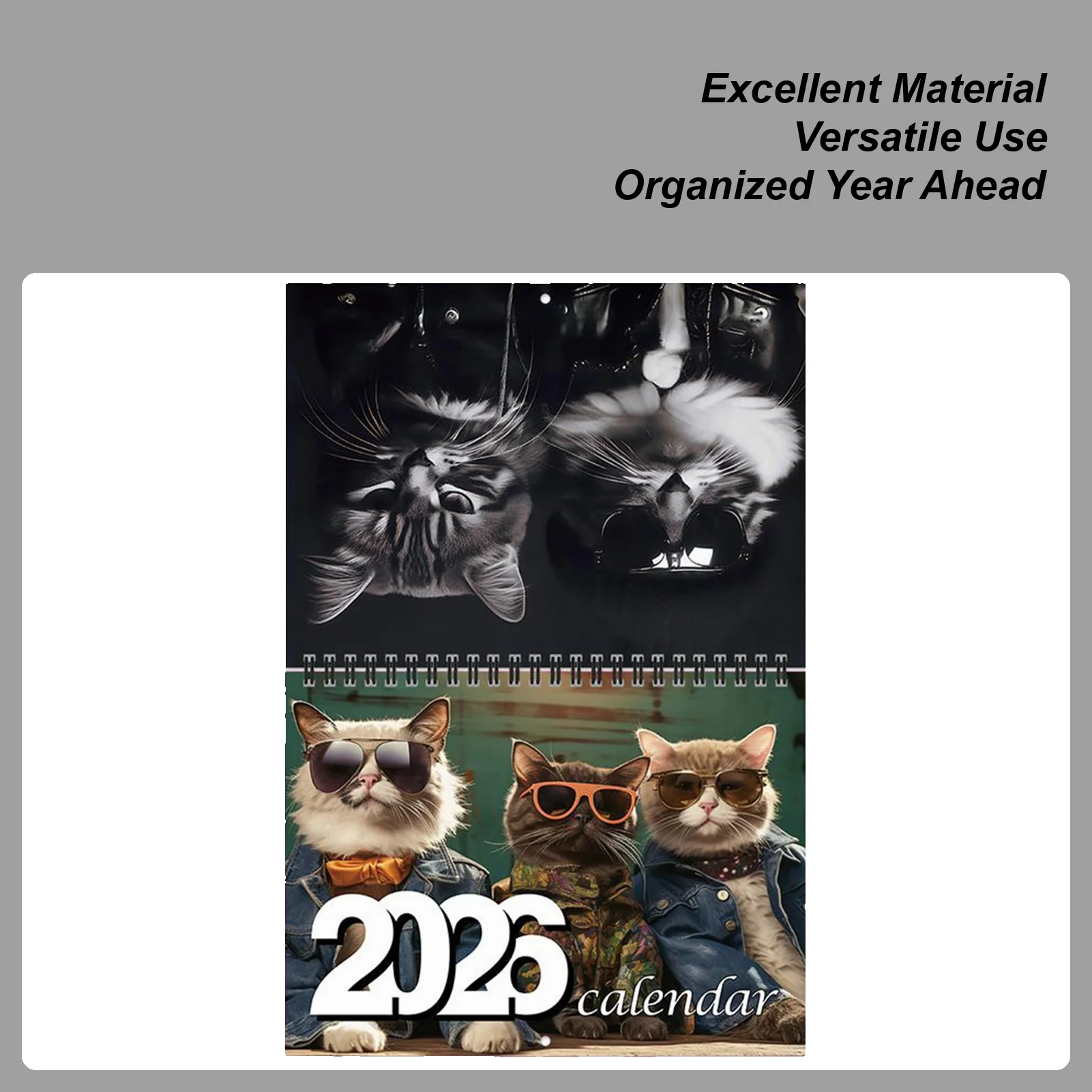 

2026 Glasses Cat Calendar 12-Month Fashion Cat Calendar Twin-Wire Binding Wall Planner For Home Decor Office Scheduling Planning