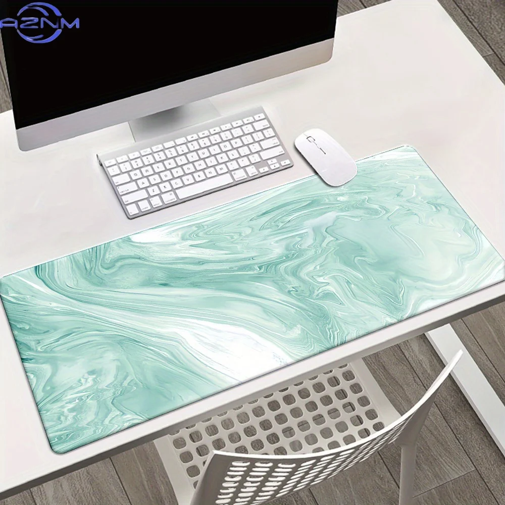 1pc Beautiful mint green marble Trending Pro Gaming Mouse Pad - Extra Large Desk Mat with Anti-Slip Rubber Base, Locked Edges Su