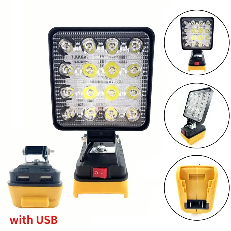 Led Trabalho Luz Polegada Ferramenta Lâmpada para Dewalt 18v20v Bateria de Lítio Dcb205 Dcb206 Lanterna Elétrica ao ar Livre Holofotes