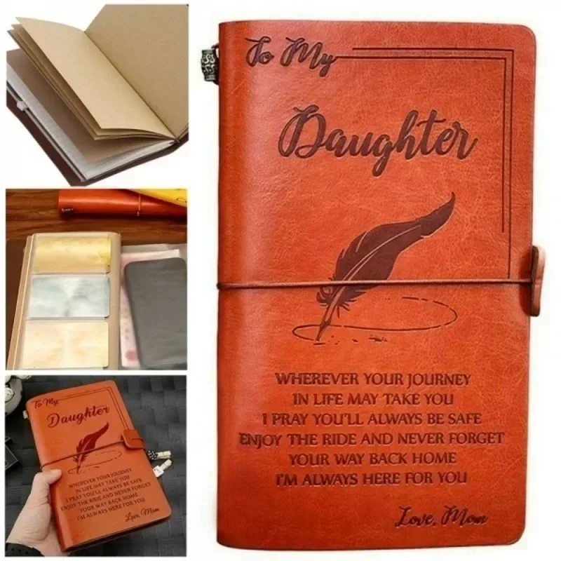 Creative To My Daughter Where Ever Love Mom Love Dad Leather Business Journal Notebook Diary Stationery School Office Supplies