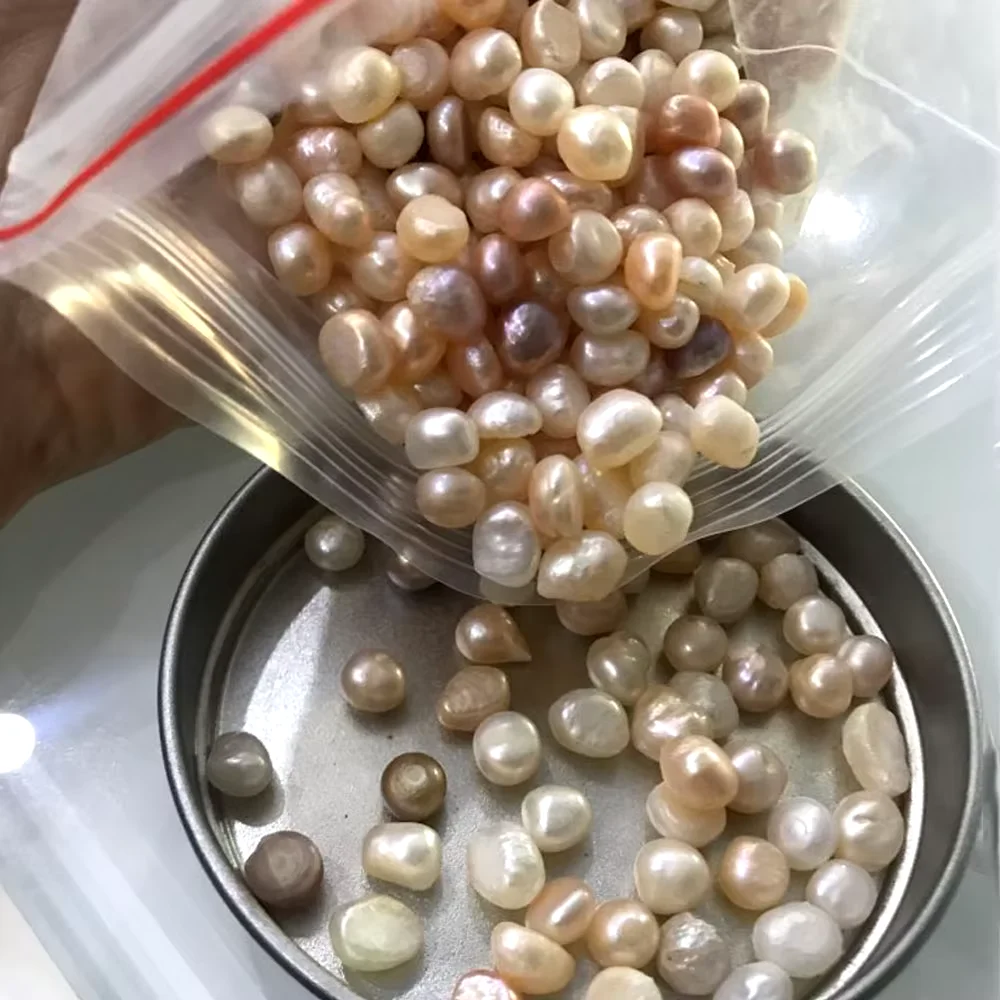 

Wholesale 500G/Bag Pearl Loose Beads 7-9mm Quality Natural Freshwater Pearl Loose Beads No Hole Mixed Colors Sold By Bag