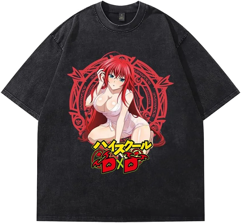 

Винтажные футболки для средней школы DxD Rias Gremory Merch, женские и мужские модные уличные футболки с короткими рукавами