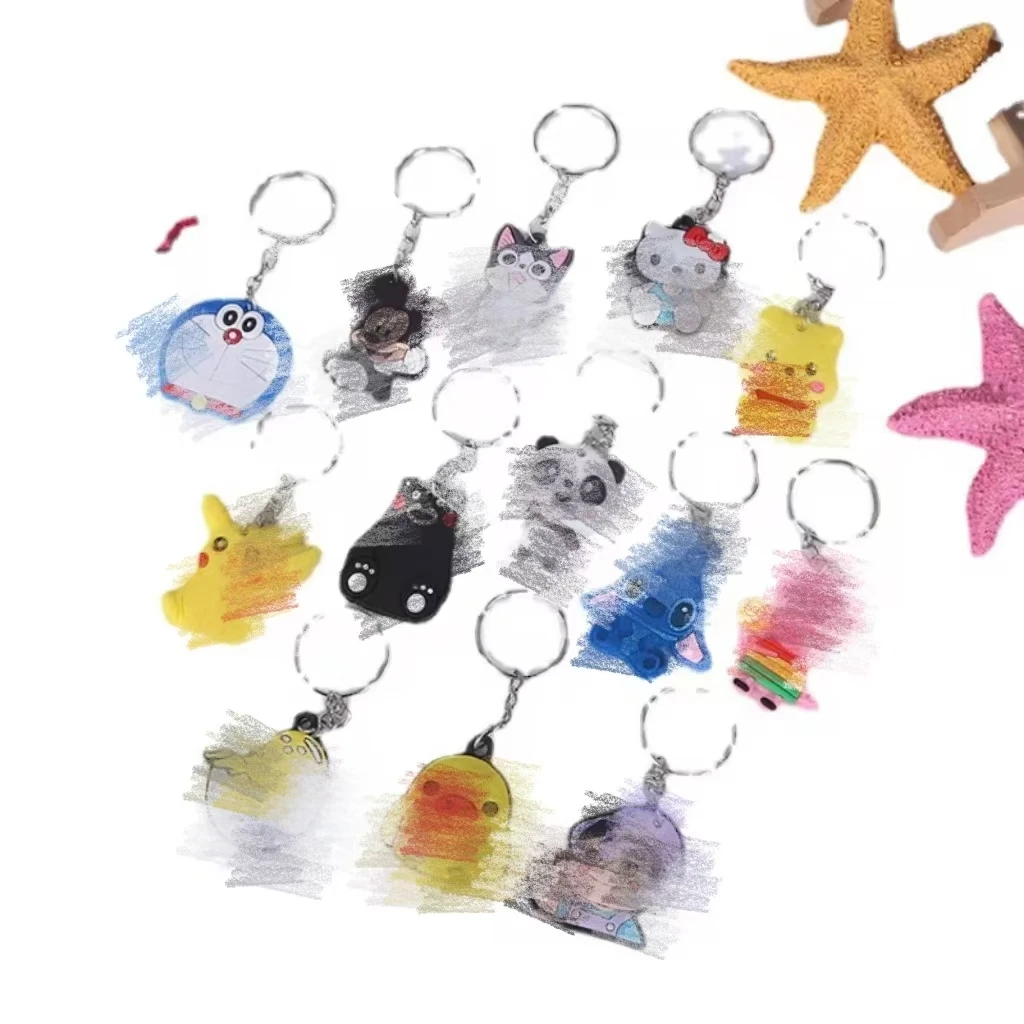 50pcs/Lot PVC Creative Cute Cartoon Keychain Mascot Personalized Soft Rubber Gift Keyring Gift Small Commodity Bag Doll Pendant