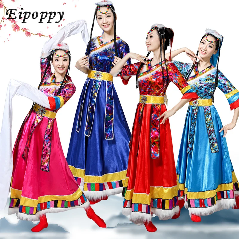 Tibetan Clothing Female Dancing Dress Performance Costumes Women's Suit Ethnic Costume Clothing