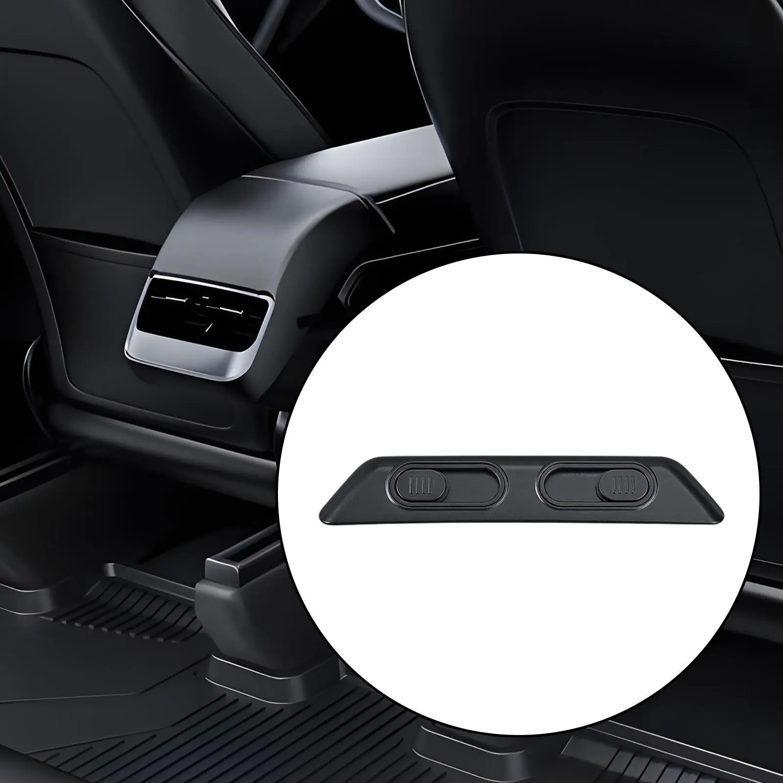 Car Rear USB Socket Control Panel Trim Cover Car Interior Accessories Easy to Install Decoration for Tesla Model Y Model 3