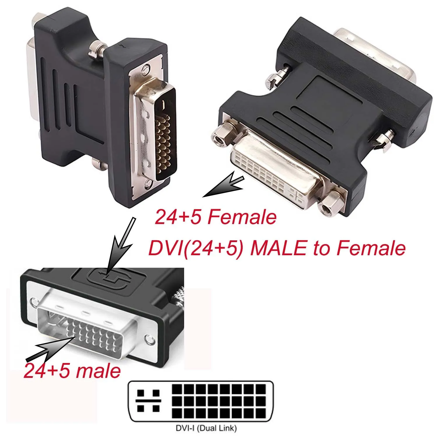 DVI -I 24+5 Female To DVI -i 24+5 Male  Extension Dual Link Cable Adapter