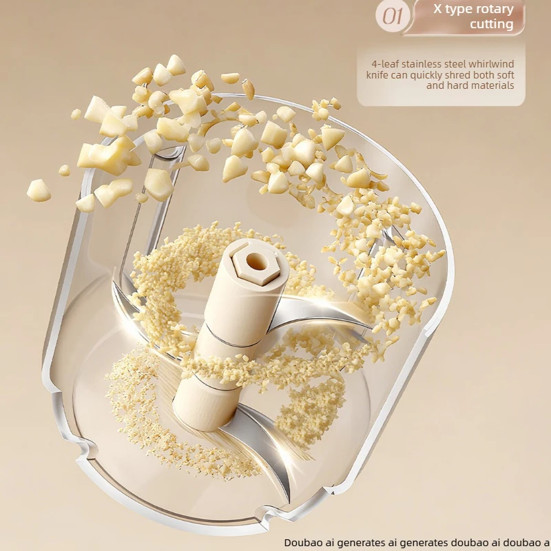 Electric Garlic Mincer Automatic, Small Household Meat Grinder Baby Food Processor, Wear-Resistant Durable for Kitchen Use
