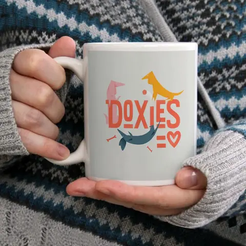 Doxies는 LoveCoffee 머그잔 티 컵 11oz 커피 컵 재미 있은 생일 세라믹 머그잔 맞춤 컵입니다