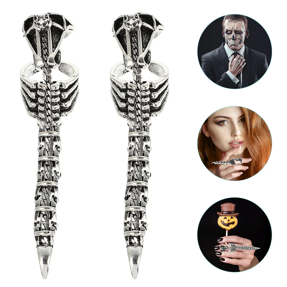 

2Pcs Adjustable Open Scorpion Tail Rings Retro Gothic Finger Rings Halloween Party Gift Finger Ring Scorpion Tail Ring