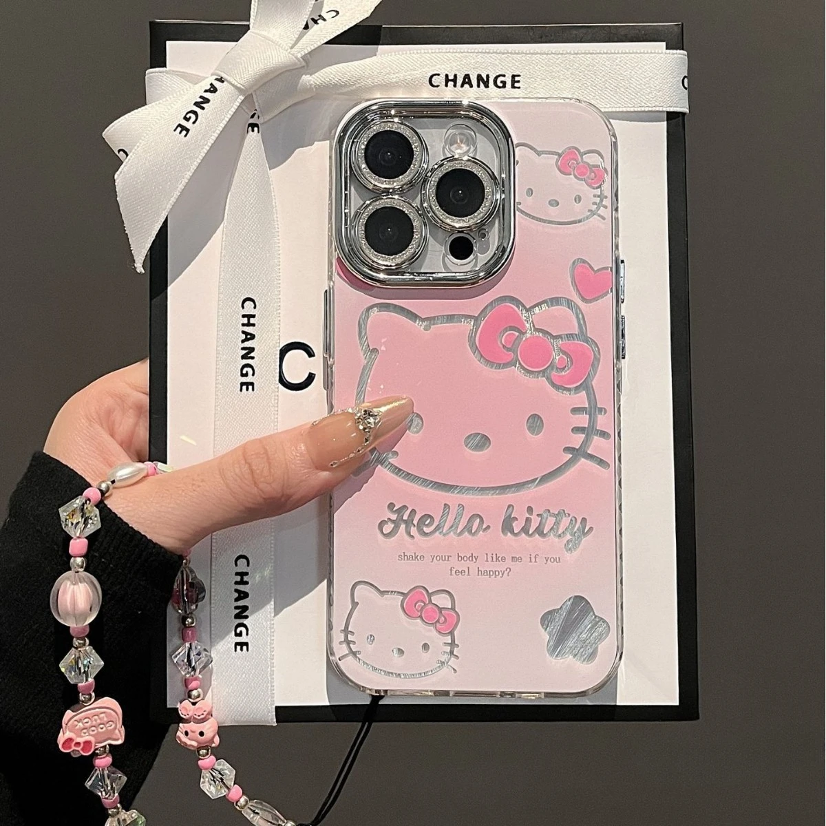 CuteThree dimensional sparkling diamond bow Hello Kitty Phone Case For Iphone 16 15 14 13 Promax Y2k Girl Phone Protective Cover