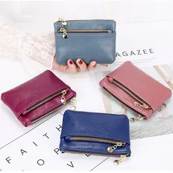 New Leather Coin Purse Women Mini Change Purses Kids Coin Pocket Wallets Key Chain Holder Zipper Pouch Card Holder Wallet bag