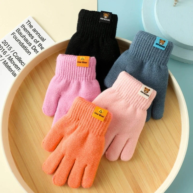Przytulne dwuwarstwowe rękawiczki dziecięce Jesień/zima Ogrzewacze do rąk 1 para dla niemowląt Y55B