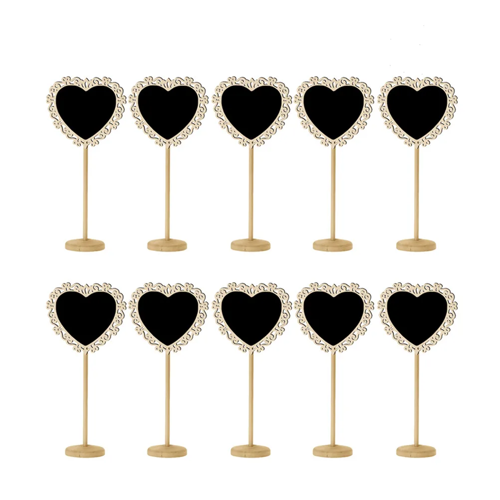 

10pcs Heart Shaped Blackboard Mini Chalkboard Signs Hollow Message Board Boxwood Wedding Home Office Decor