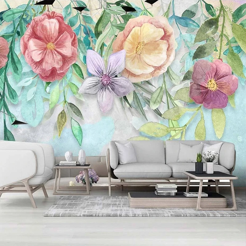 

Custom Mural Wallpaper Modern 3D Hand Painted Watercolor Floral Bedroom Background Wall Painting Romantic Home Decor Wall Papers