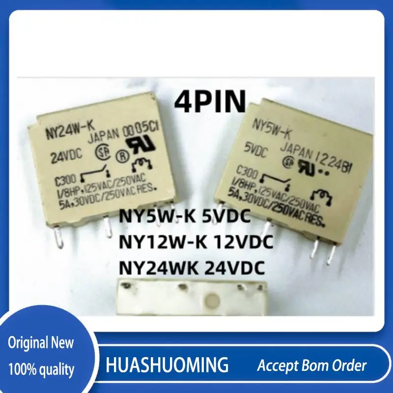 new 10pcs    NY5W-K  5VDC  NY5W K    NY12W-K 12VDC  NY12WK  NY24W-K  NY24WK  24VDC  4PIN 4A  TAKAMIS