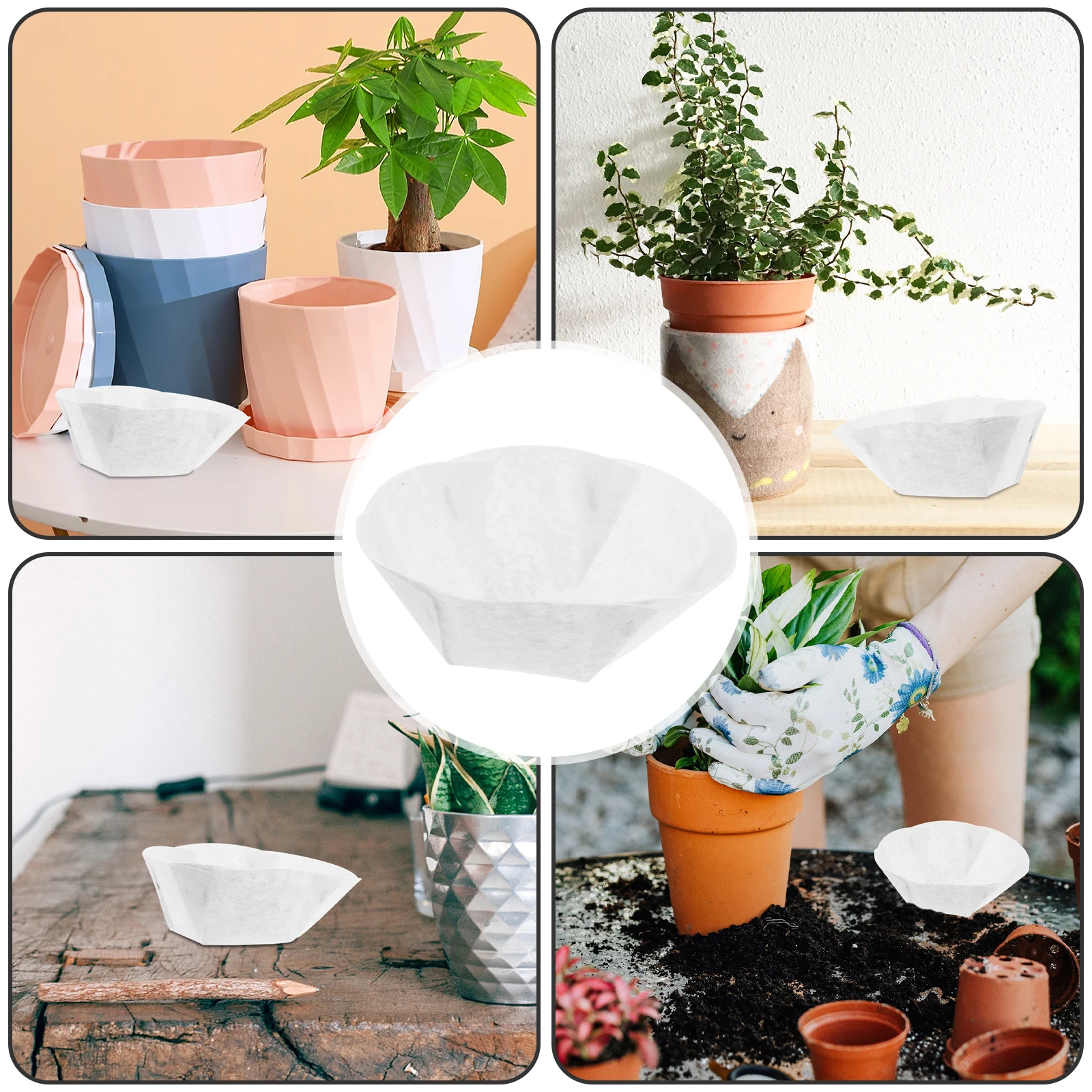 

6-листовая корзина из нетканого материала, замена дышащего волокна для подвешивания цветочного корзины, садового балкона, растения