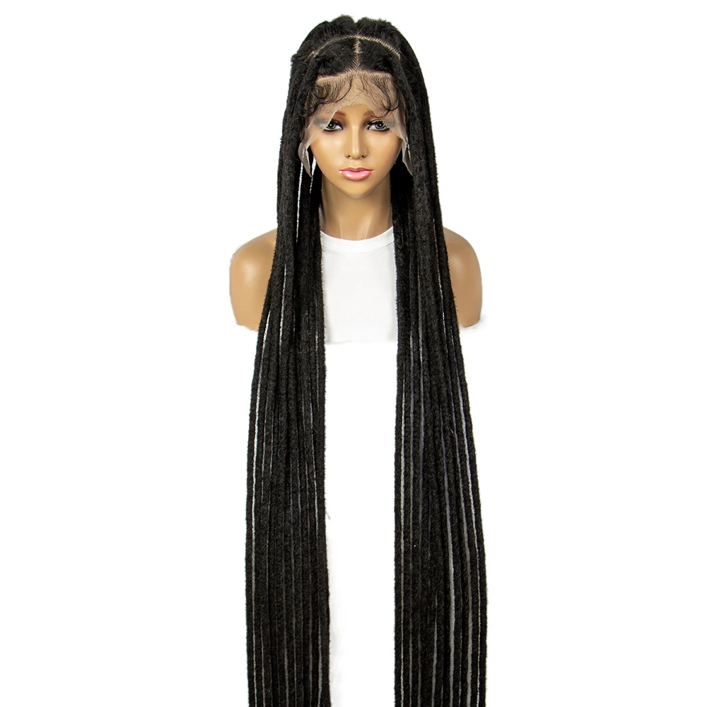 

Супер длинные синтетические полные кружевные плетеные парики 60 дюймовПрозрачные безтурботные плетеные парики для чернокожих женщин Вязаные крючком парики с косами