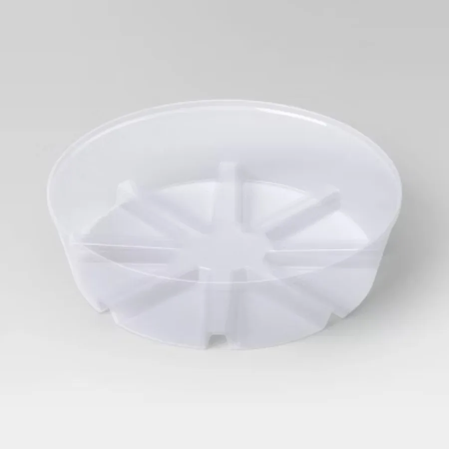Plastic Planter Saucer Clear - Round design, weatherproof, suitable for both indoor and outdoor use.