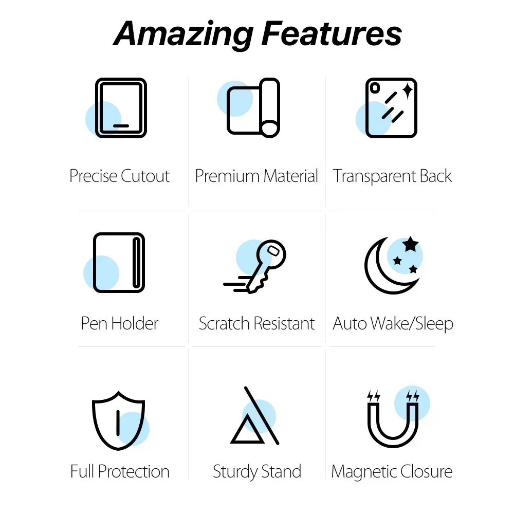 Para IPad Pro 12,9 11 Funda Accesorios para iPad 9,7 5/6th Air1/2 10th 10,5 Air3 Air4/5th Mini6 Generación Funda protectora