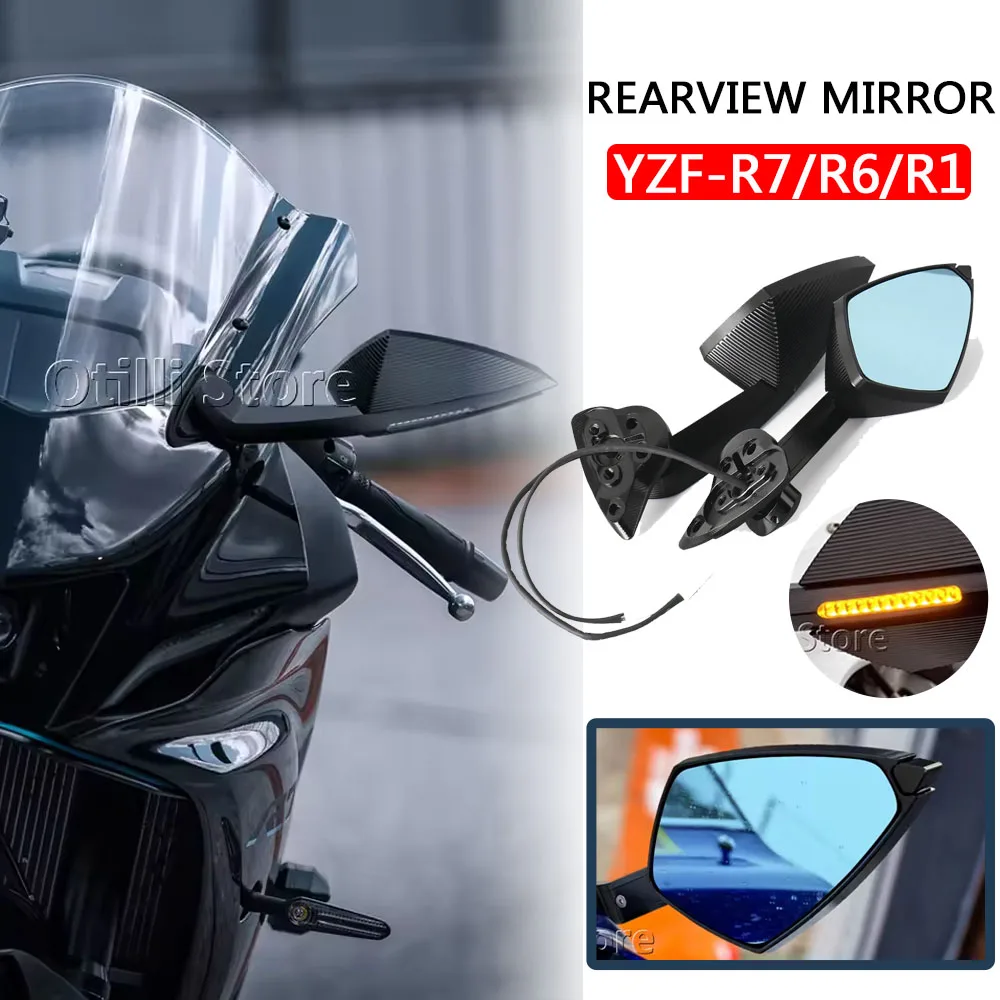 

Motorcycle LED Rearview MIrror with LED Turn Signal Light Side Mirrors For YAMAHA YZF R7 YZFR7 YZF-R7 2021-2025 YZF R6 YZF R1