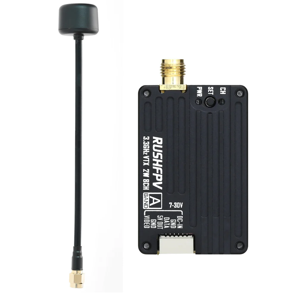 

RushFPV 3.3G 2W VTX 8CH 2000MW Audio Video FPV Transmitter Receiver Module 7-30V for RC Remote Multi-Rotor DIY Parts
