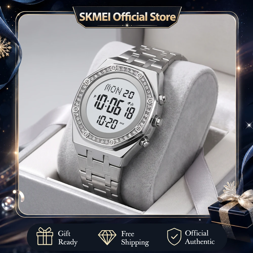 SKMEI 2480 Women Digital Watches 30M Waterproof Female Watch 2Time Fashion Clock Chrono Stopwatch EL For Daily Wear Office Party