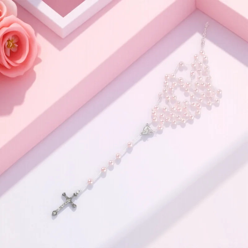 

Pearl Rosary Necklace Religious Beaded Necklace For Women Catholic Prayer Beads Elegant Womens Chain Daily Wear Party Decoration