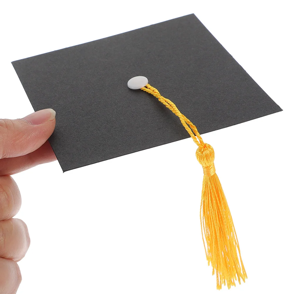 

50 set Graduation Cap Chocolate Decorations Unique Design Paper Polyester Grad Party Supplies Cake Cupcake Bottle