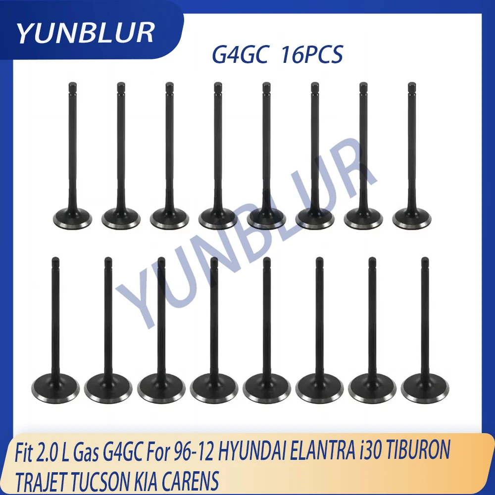 

16PCS Engine Parts Intake & Exhaust Valve Set Fit 2.0 L Gas G4GC For 96-12 HYUNDAI ELANTRA i30 TIBURON TRAJET TUCSON KIA CARENS