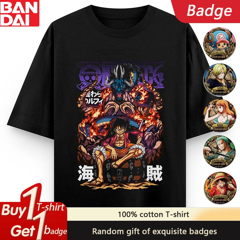 

2025 latest ONE PIECE peripheral summer short-sleeved T-shirt animation printing pure cotton men's and women's T-shirt